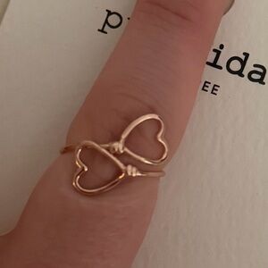 Pura Vida Rose Gold Double Heart Open Ring